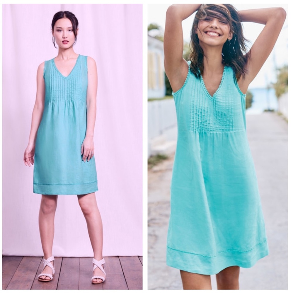 BODEN Linen Turquoise Veronica Dress